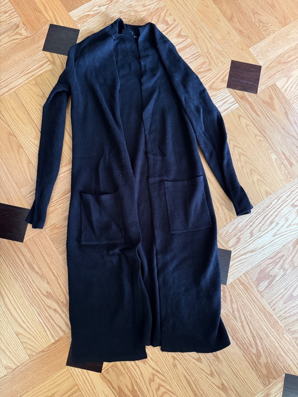 Black Long Open-Front Women's Cardigan Sweater